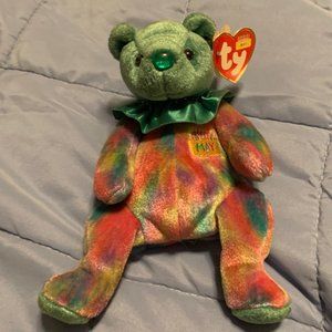 2001 Ty Birthday Beanies Collection - MAY - Emerald (Retired)